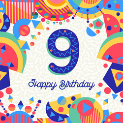 nine 9 year birthday party greeting card number vector image