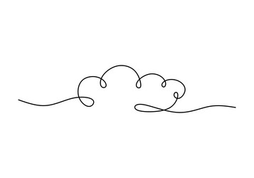 continuous one single line of sky cloud isolated vector image