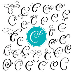 set of hand drawn calligraphy letter c vector image