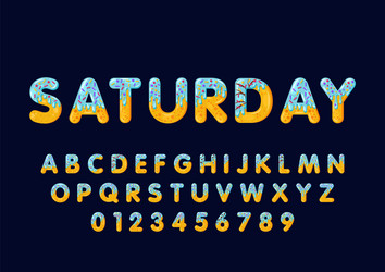 donut cartoon saturday biscuit bold font style vector image