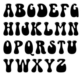 upper case hippie groovy alphabet font vector image