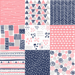 Geometric hand drawn digital papers patterns vector