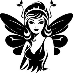 fairy - black and white vector image