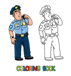 policeman is talking on the radio coloring book vector image