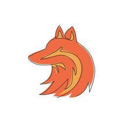 single continuous line drawing of cute fox vector image