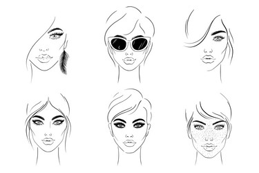 collection of female portraits vector image