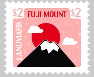 fuji mount landmark in japan postal card or mark vector image