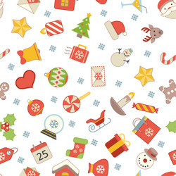 flat christmas icons seamless pattern background vector image