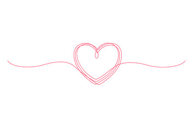 heart one line drawing decoration vector image