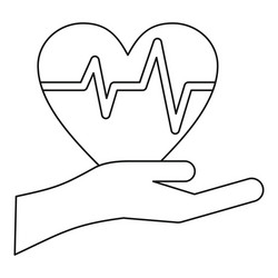 hand holding heart icon outline style vector image