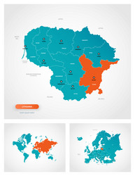 editable template map lithuania with marks vector image