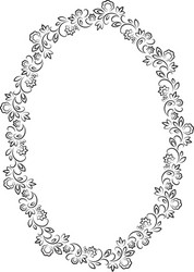 floral oval frame on white background vector image