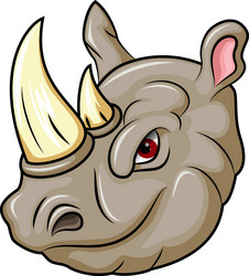 cartoon angry rhino head mascot vector image