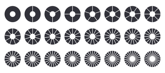 circles divided into parts from 1 to 24 black vector image