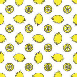 Seamless pattern line icons fruit lemon vector