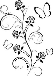 butterflies-with-roses-flourishes vector image