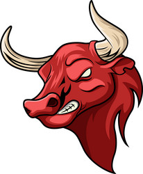 cartoon angry red bull head mascot vector image