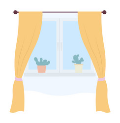 living room window with yellow vector image