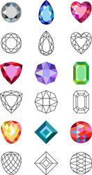 low poly colored black outline template gems cut vector image