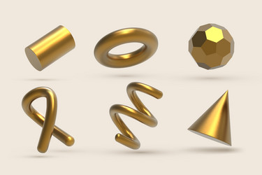 realistic 3d golden geometric shapes objects vector image