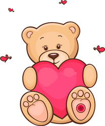 teddy bear with red heart vector image