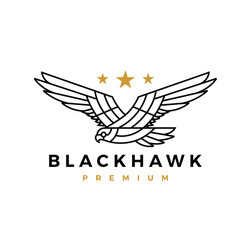 black hawk eagle monoline flying roar star logo vector image