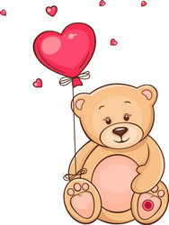 cute teddy bear with red balloon vector image