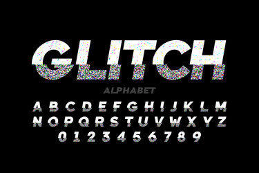 glitch style font vector image