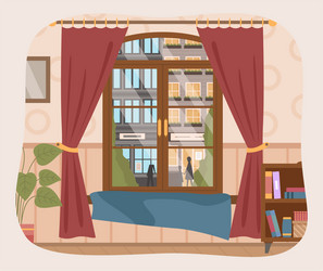 living room furniture window vector image