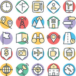 map and navigation cool icons 3 vector image