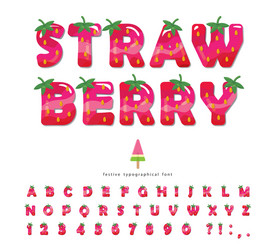 strawberry summer font cartoon decorative vector image