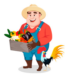 fat farmer agronomist funny gardener vector image