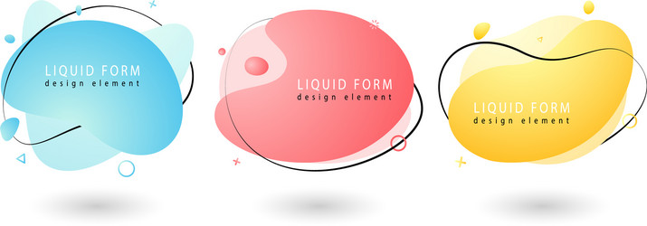 set liquid pastel color geometric shapes fluid vector image