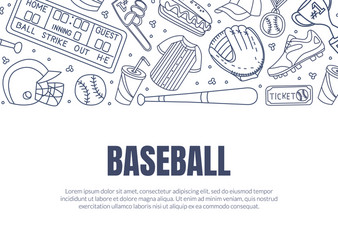 hand drawn baseball symbols used in card vector image