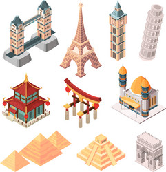 historical famous landmarks isometric symbols vector image