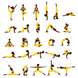 Women silhouettes collection of yoga poses asana vector