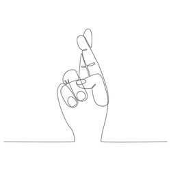 continuous line drawing a hand with crossed vector image