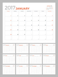 2017 calendar planner design template set of 12 vector image