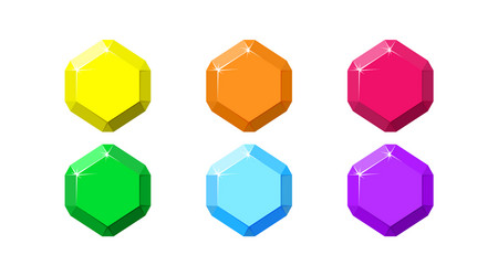 hexagon colorful gemstones ruby emerald vector image