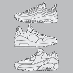 draw sneaker set design vector image