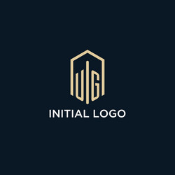 ug initial monogram logo with hexagonal shape vector image