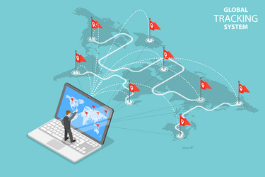 global tracking system isometric flat vector image