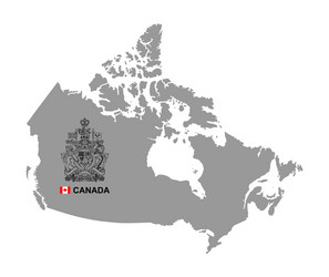 canada map with coat arms vector image