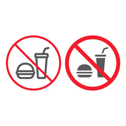 No food line and glyph icon prohibition vector