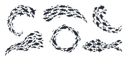 shoal of fish or shoaling frames set vector image