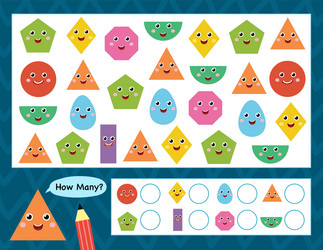 how many shapes activity page for kids count vector image