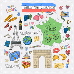 tour to france icon sethand draw vector image