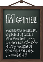 cafe menu board with chalk alphabet vector image