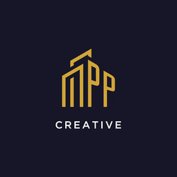 pp initial monogram with building logo design vector image