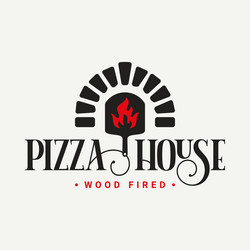 pizza logo with shovel and oven flame vector image